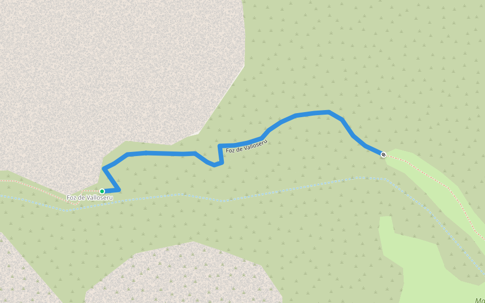 Foz de Valloseru walking route map in La Foz