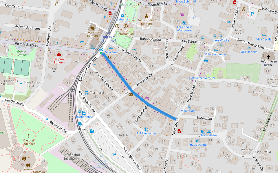 Franz-Habich-Straße walking route map in Borkum