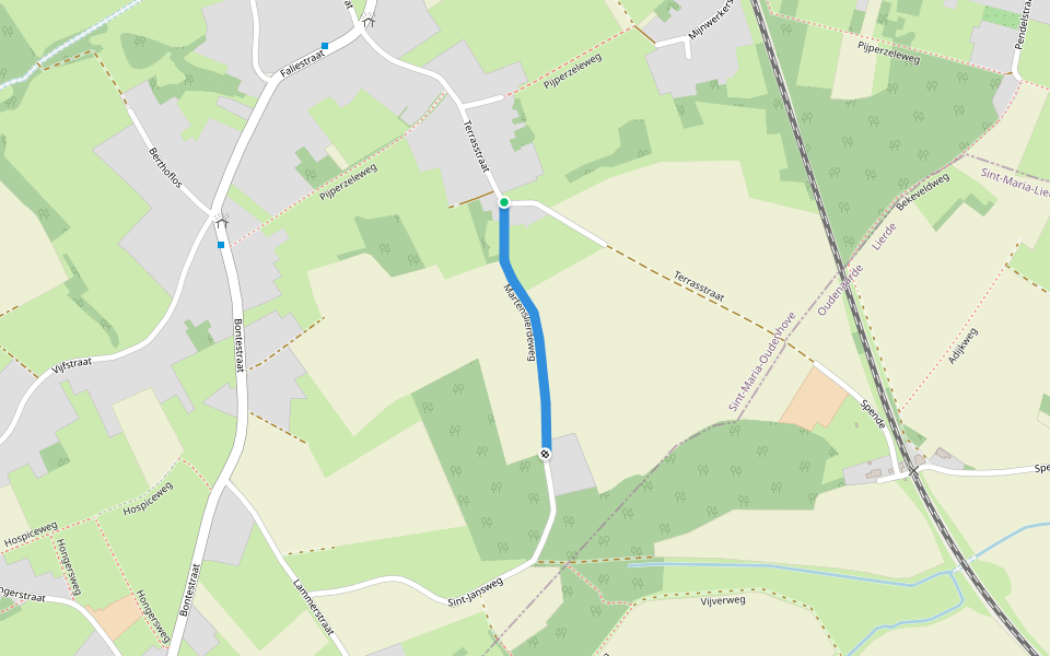 Martenslierdeweg walking route map in Zottegem