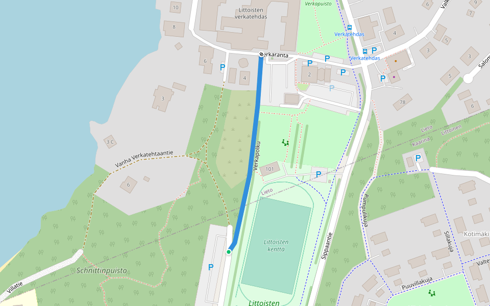Verkapolku walking route map in Littoinen