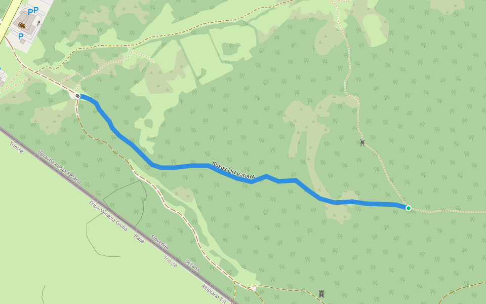 Kokos DH variant walking route map in Lipica