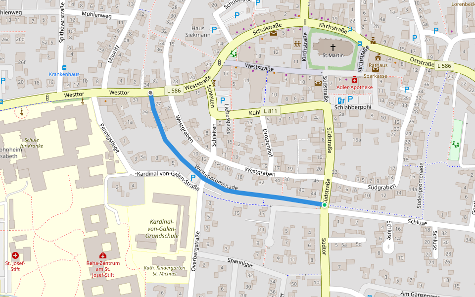 Westenpromenade walking route map in Sendenhorst