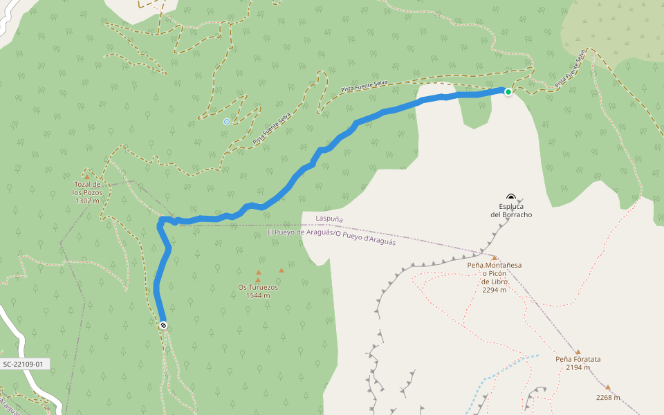 El Amorrador walking route map in Laspuña