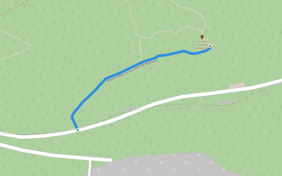 Chemin d'Accès Carrière de Mathieu walking route map in Montagnac