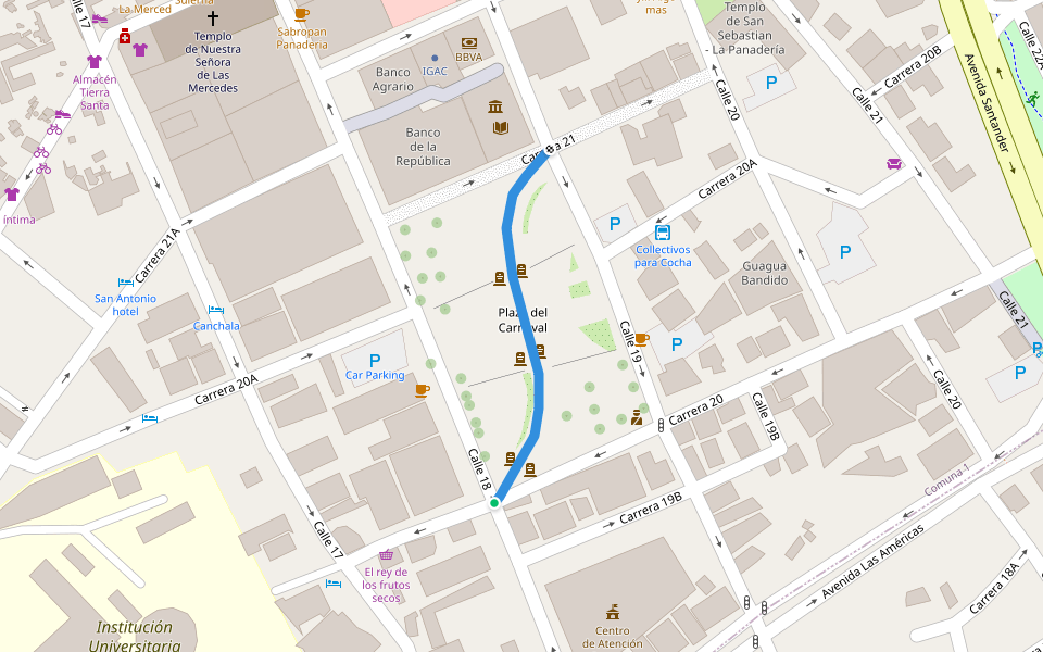 Senda del carnaval walking route map in La Unión