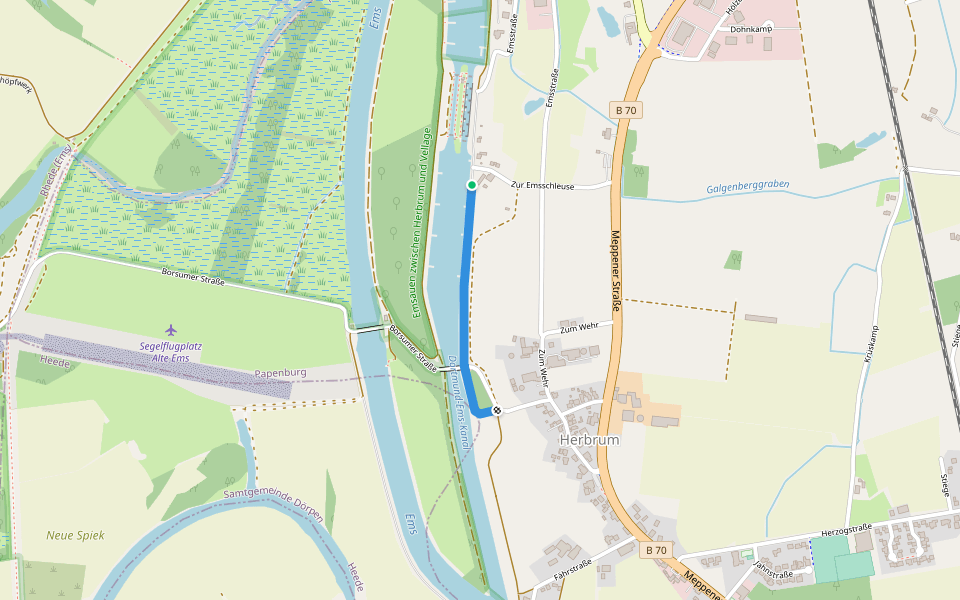 Leinpfad rechts der Ems walking route map in Papenburg