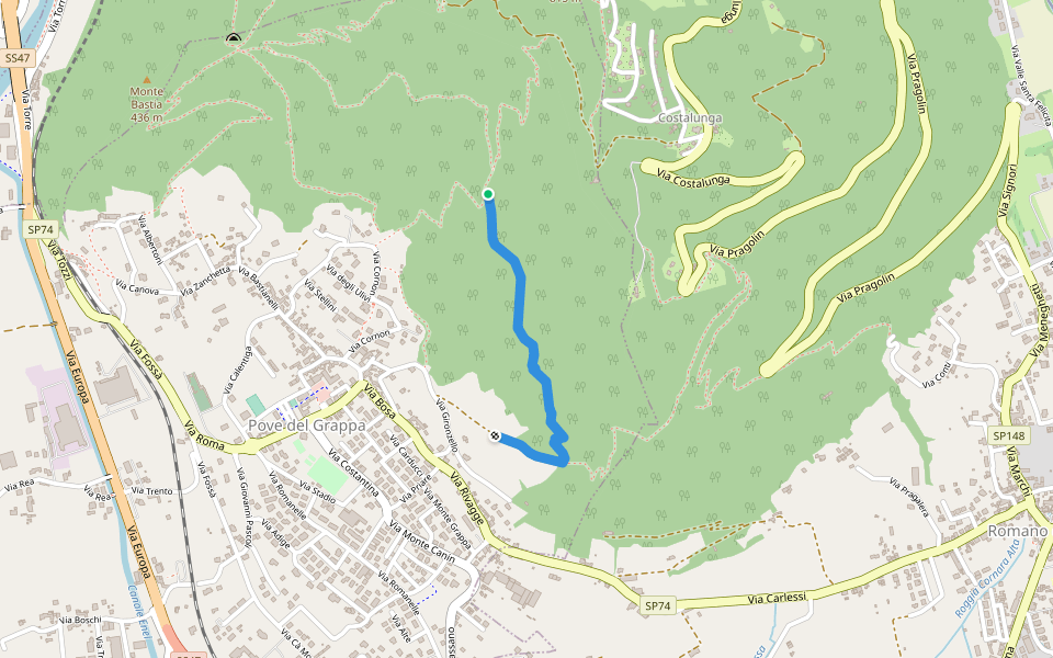 della Forestale/Sentiero della Panoramica walking route map in Pove del Grappa