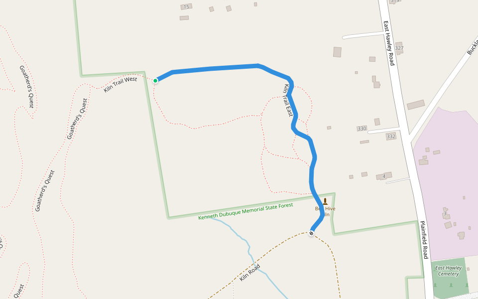 Kiln Trail East walking route map in Hawley