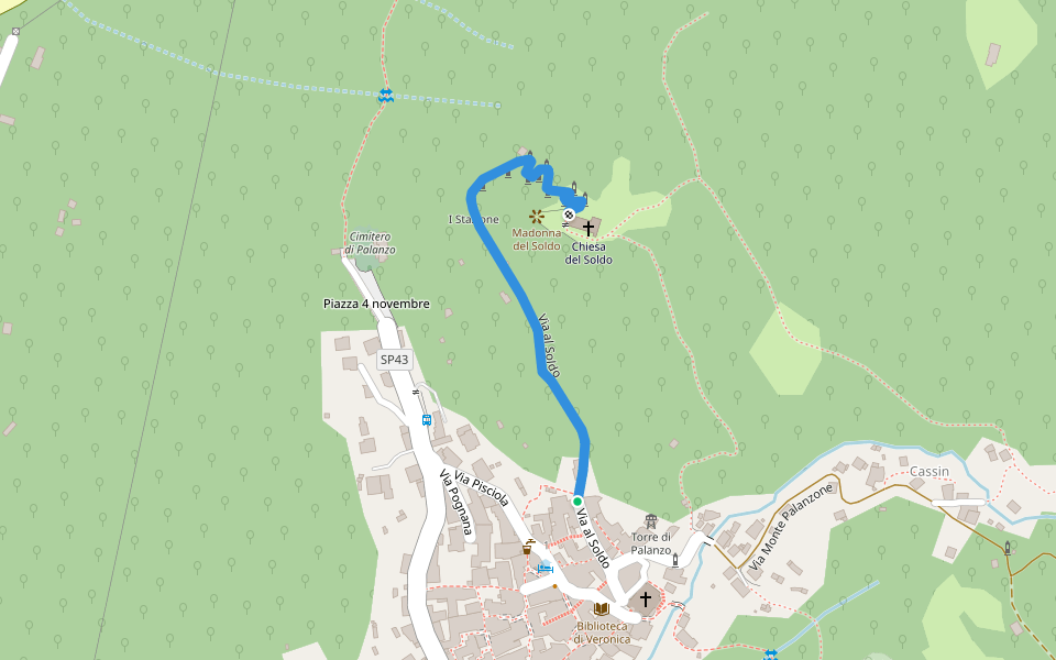 Via al Soldo walking route map in Palanzo