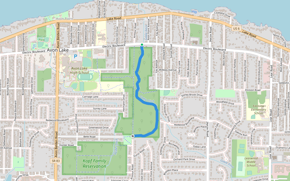 Gable Creek Trail walking route map in Avon Lake