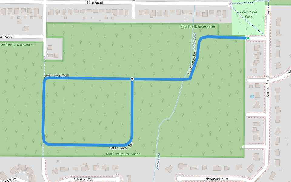 South Loop Trail walking route map in Avon Lake