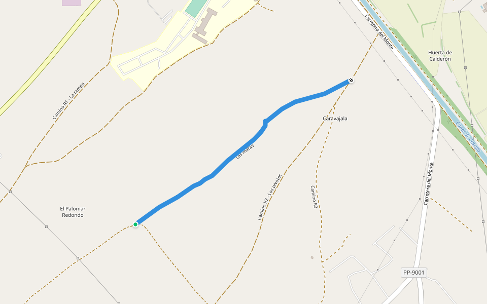 Las matas walking route map in Palencia