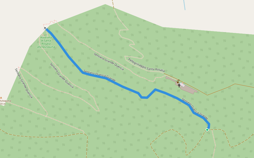 sentiero quercia grande walking route map in Monte Quisquina