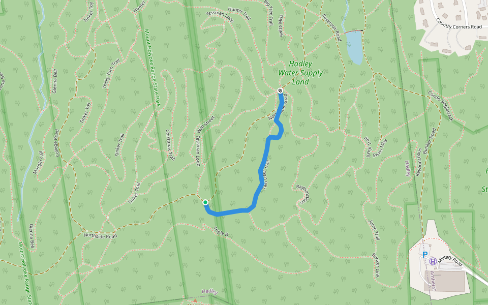 Two Deer Trail walking route map in Amherst