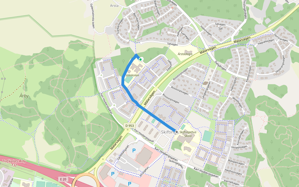 Skiftingestigen walking route map in Eskilstuna