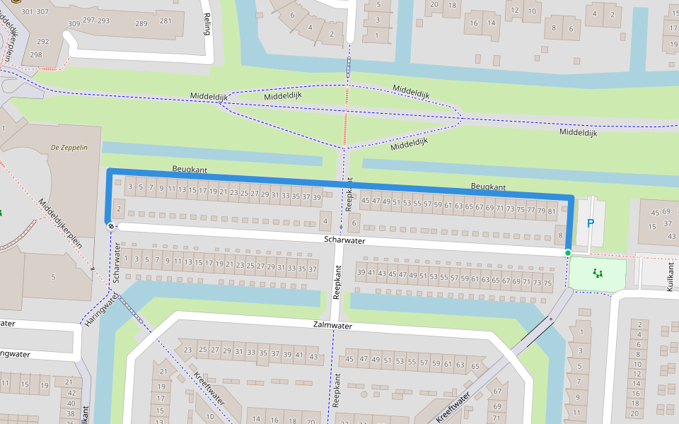 Beugkant walking route map in Barendrecht