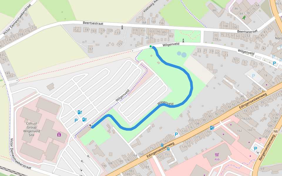 Wilgenveld walking route map in Halle