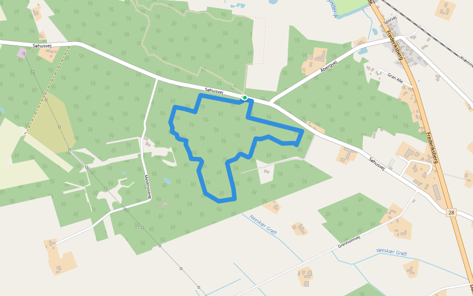 Gul rute walking route map in Bækmarksbro