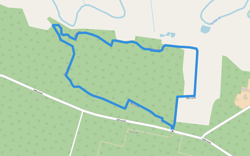 Blå rurte walking route map in Bækmarksbro