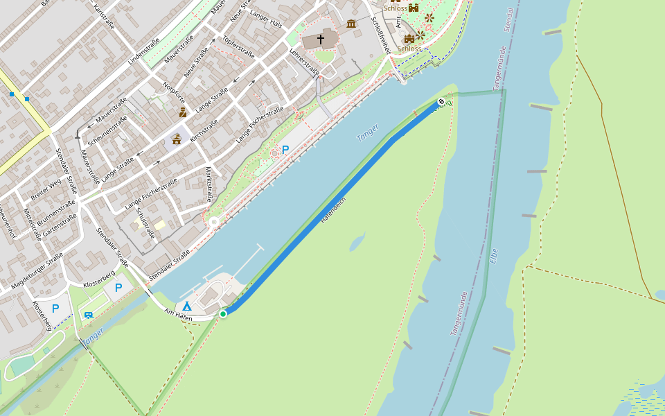Hafendeich walking route map in Tangermünde