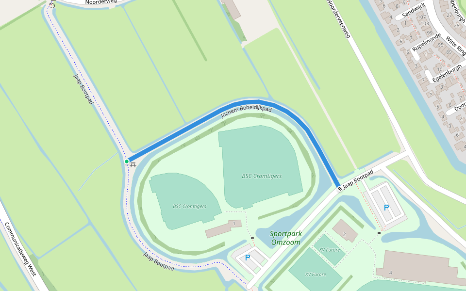 Jochem Bobeldijkpad walking route map in Assendelft