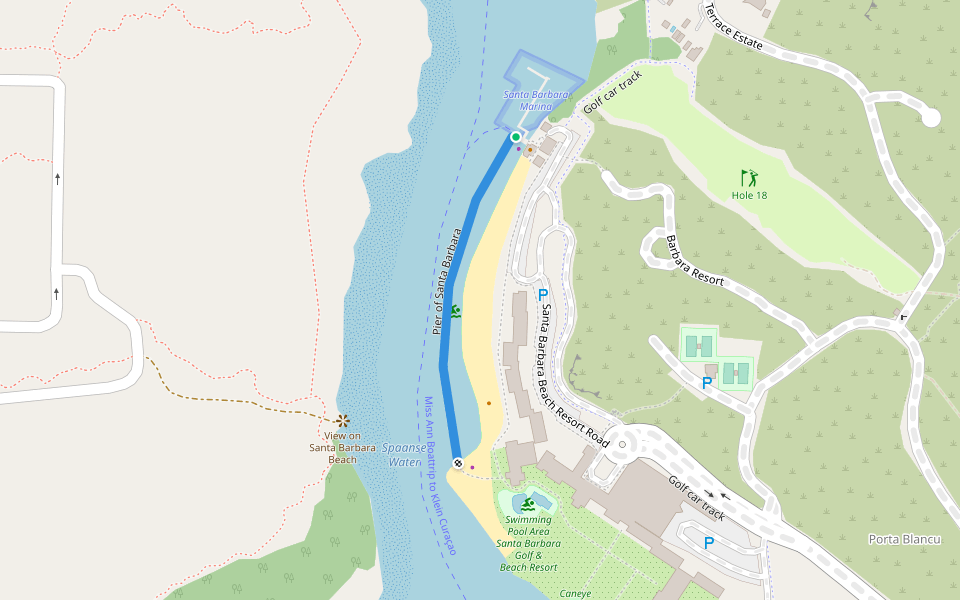 Pier of Santa Barbara walking route map in Willemstad