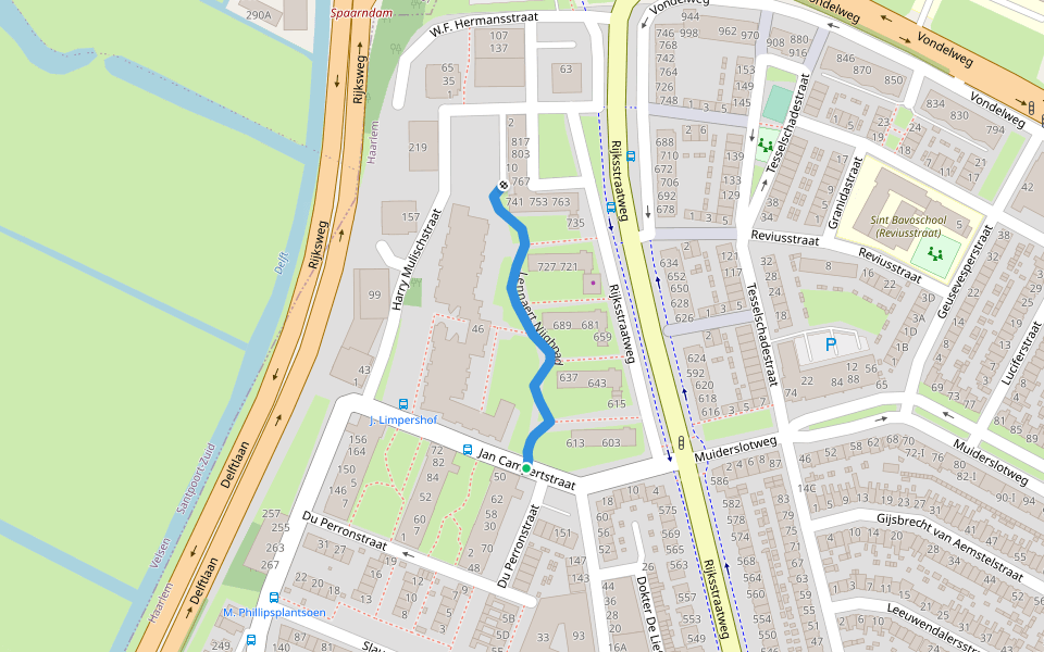 Lennaert Nijghpad walking route map in Haarlem