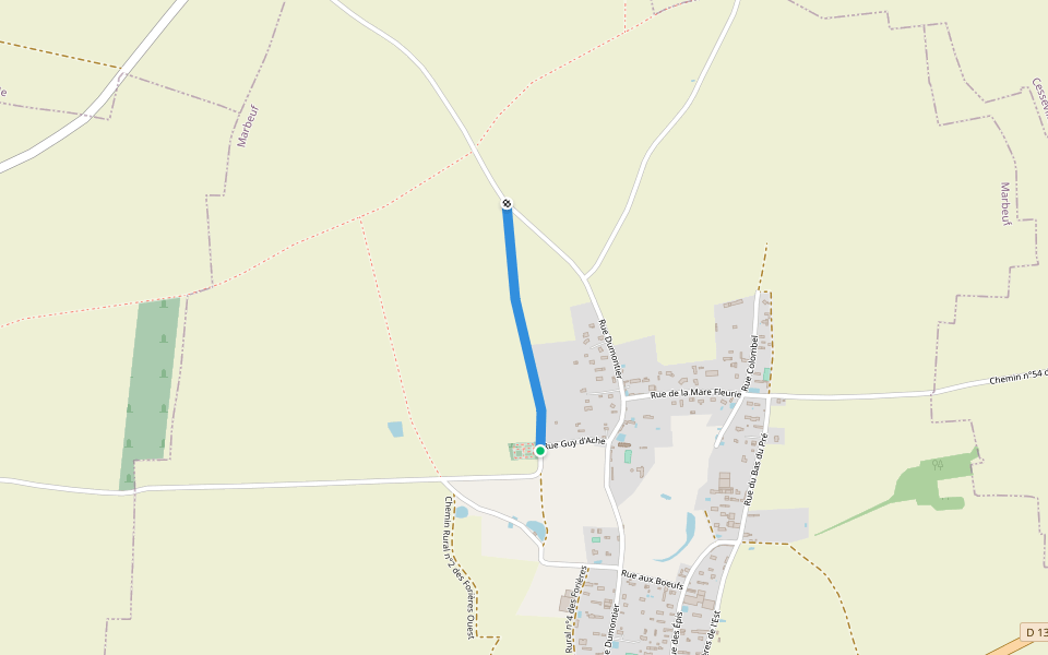 Chemin Rural n°3 dit du Cimetière walking route map in Marbeuf