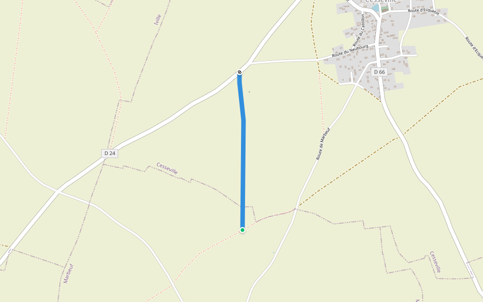 Chemin Rural du Bois de Ce walking route map in Marbeuf