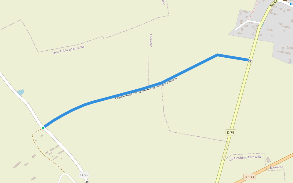 Chemin Rural n°8 dit Chemin de Marbeuf à Phipou walking route map in Saint-Aubin-d'Écrosville