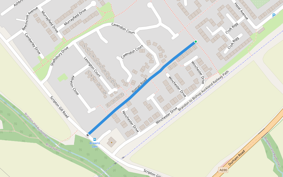 Roman Road walking route map in Brandon