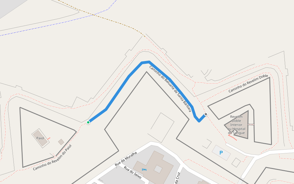 Caminho do Baluarte de Santa Bárbara walking route map in Almeida