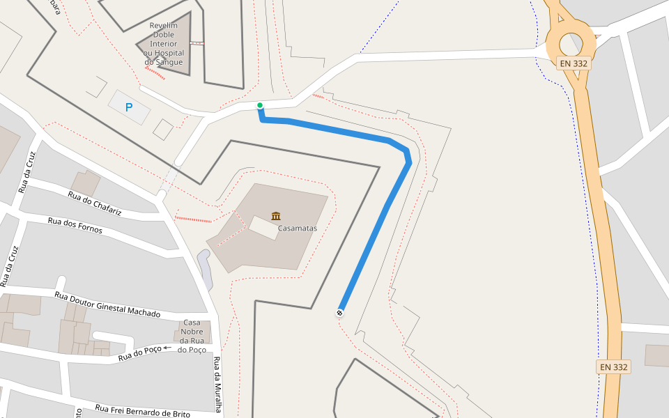 Caminho do Baluarte de São João de Deus walking route map in Almeida