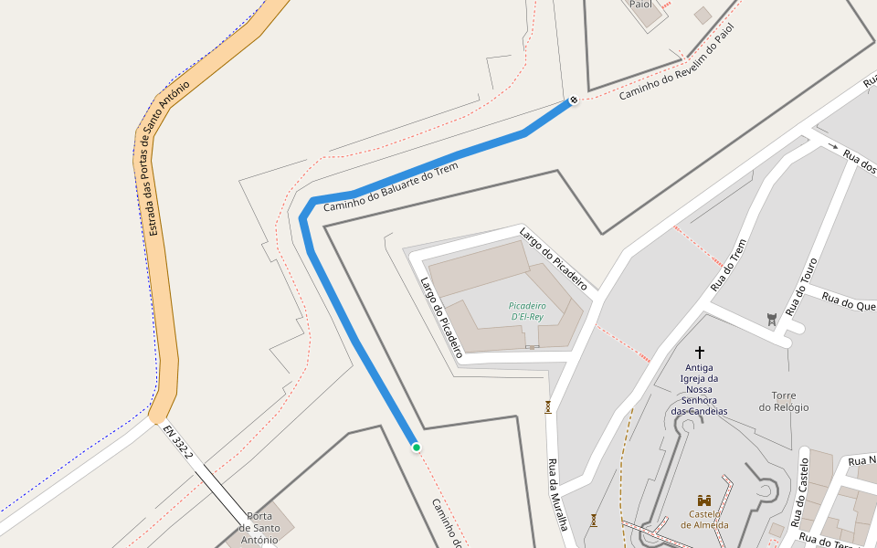 Caminho do Baluarte do Trem walking route map in Almeida