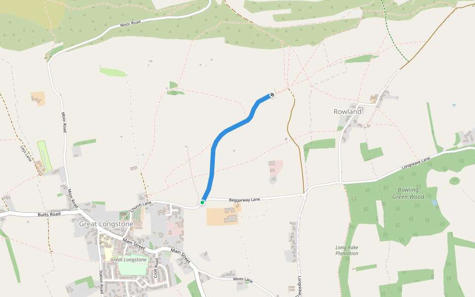 Hardrake Lane walking route map in Great Longstone