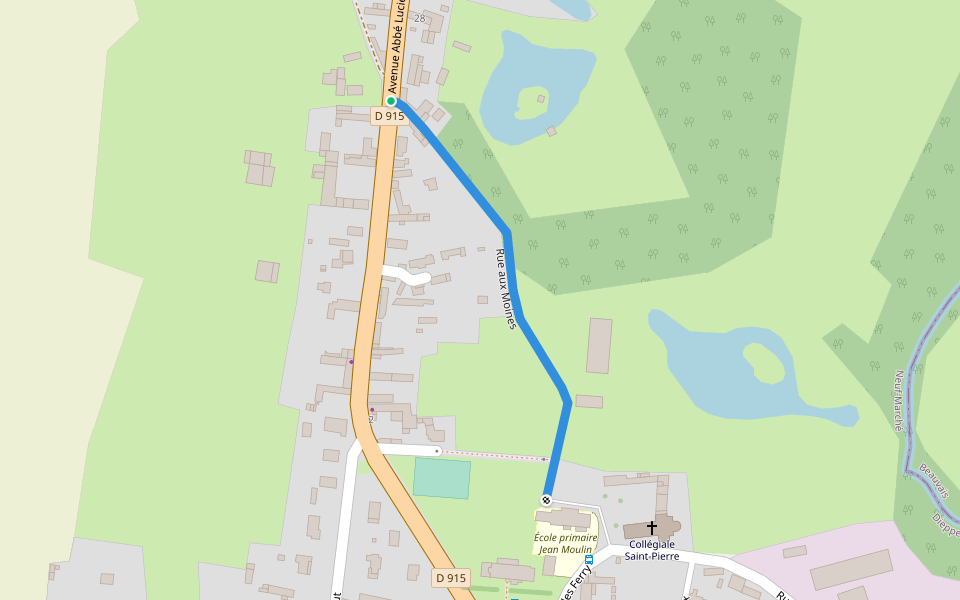 Rue aux Moines walking route map in Neuf-Marché