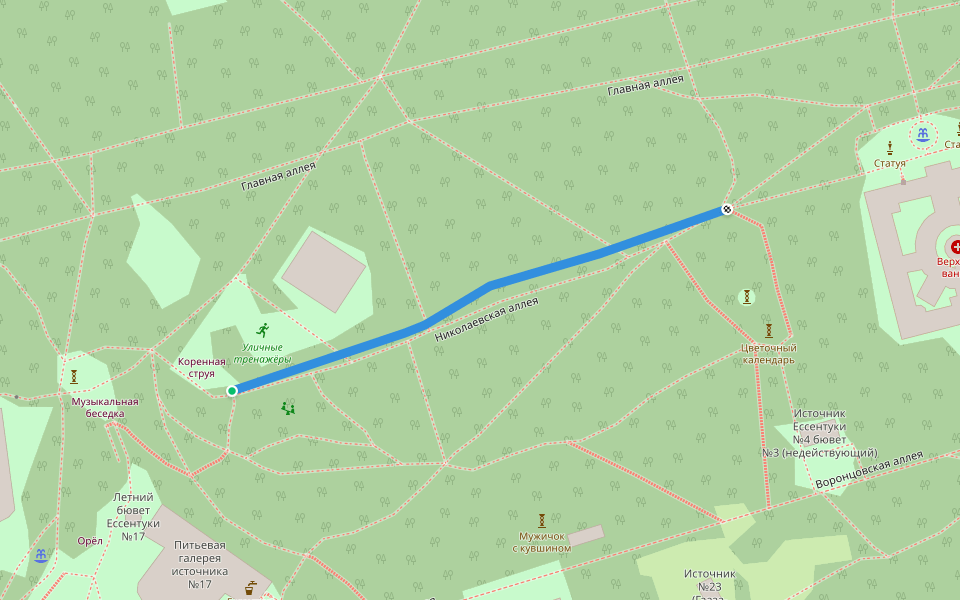 Николаевская аллея walking route map in Essentuki