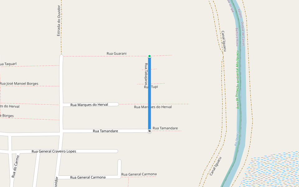 Rua Tabajaras walking route map in Belford Roxo