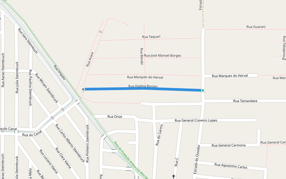 Rua Djalma Borges walking route map in Belford Roxo