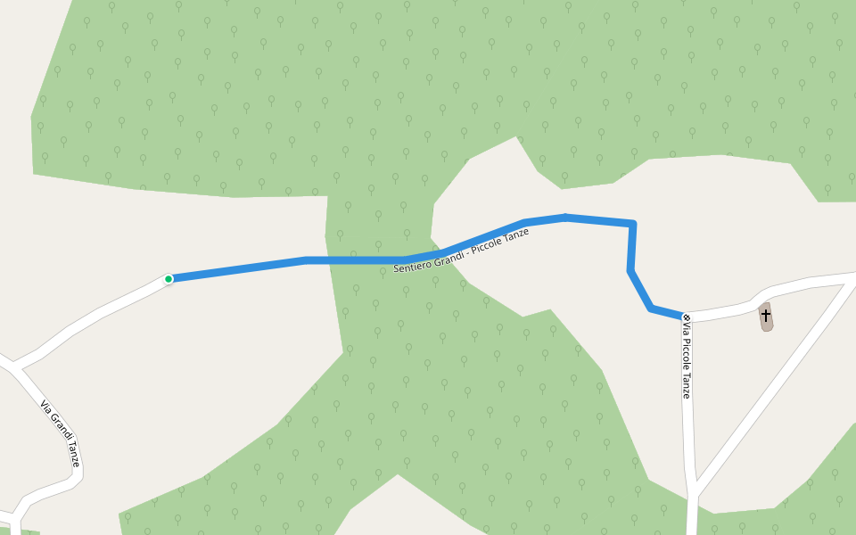 Sentiero Grandi - Piccole Tanze walking route map in Grandi Tanze