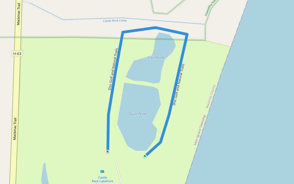 Disc Golf and Natural Trails walking route map in St. Ignace