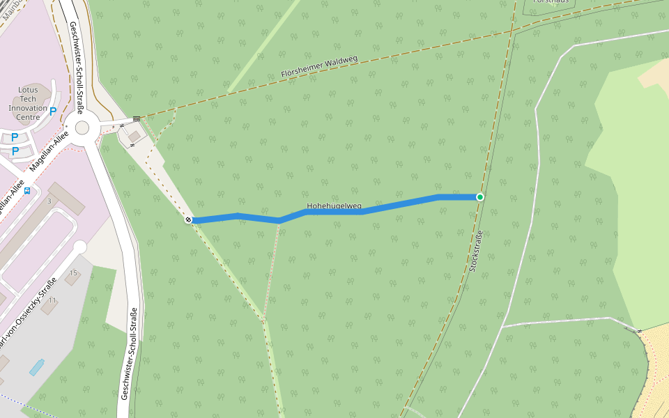 Hohehügelweg walking route map in Raunheim