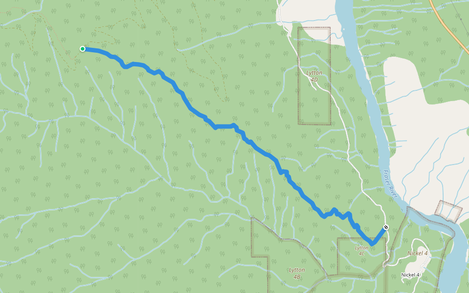 Delta Creek walking route map in Lytton