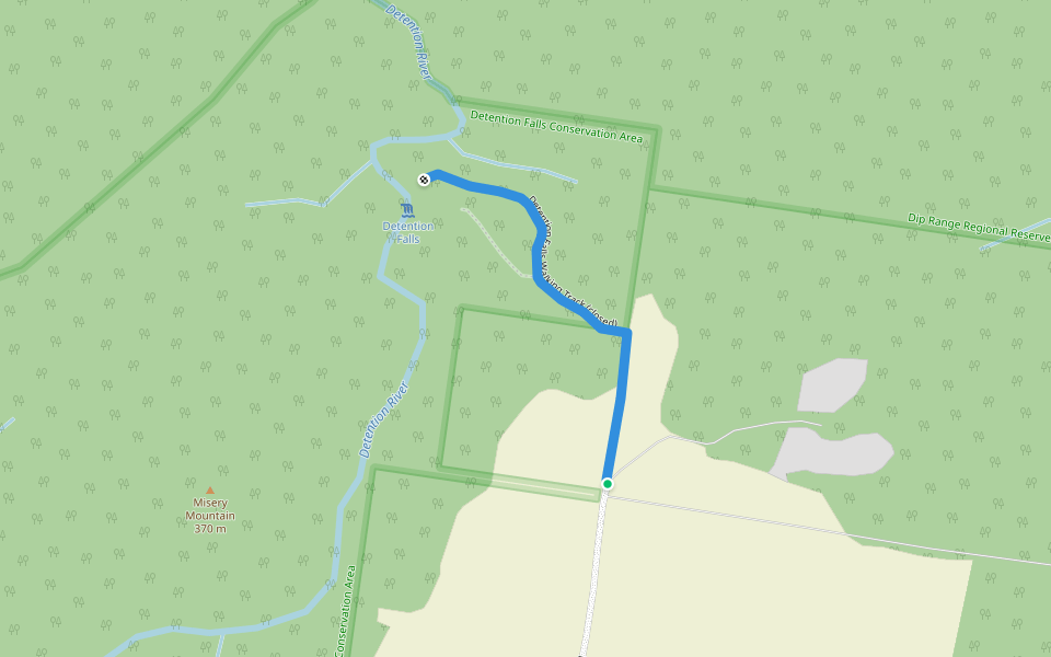Detention Falls Walking Track (closed) walking route map in Milabena