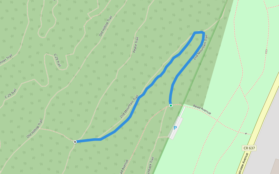 2nd Mountain Trail walking route map in Cedar Grove