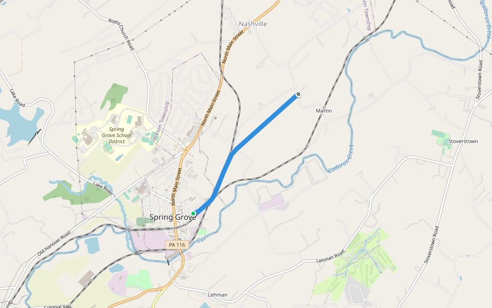 Rails to Trails walking route map in Spring Grove