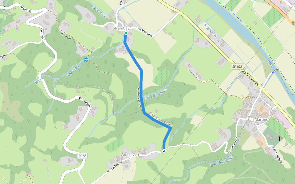 Val dei Scoccini walking route map in Strambay