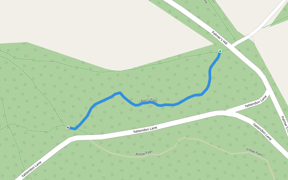 Alan's Path walking route map in Ashampstead Common
