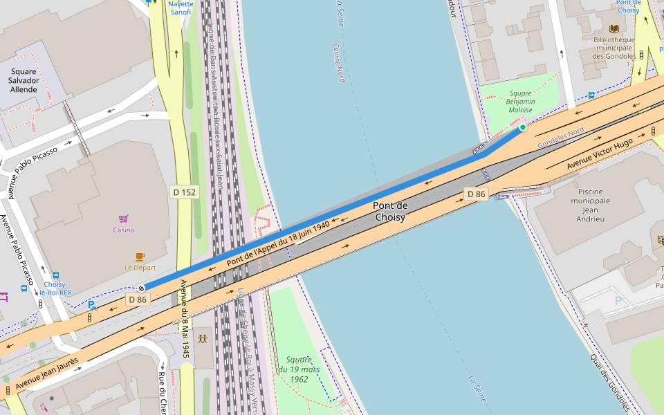 Pont de l'Appel du 18 Juin 1940 walking route map in Choisy-le-Roi