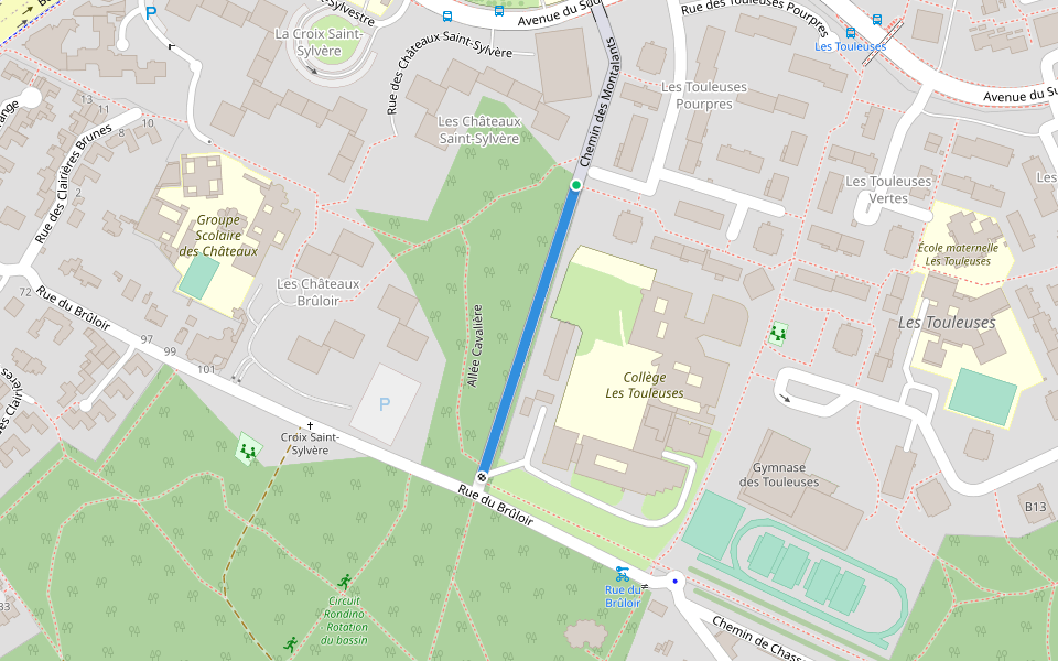 Chemin du Hallier walking route map in Cergy